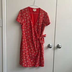 Coral and flower Sezane dress